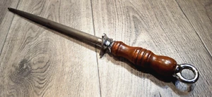 Vintage Utica Cutlery Co Messerschärfen Honstab Stab Stahl Holzgriff 19" lang - Bild 1 von 16