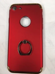 Funda protectora rígida delgada con anillo en la parte posterior para Apple iPhone 7 roja n dorada - Imagen 1 de 6