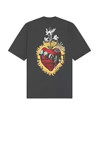 AllSaints Heartfelt Puffy Graphic Tee Shirt Sz M Wash Black Brand New w/ Tags - Picture 1 of 3