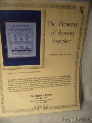 Needles Prayse The Flowers of Spring Sampler Darlene O'Steen 1995 - Image 1 of 3