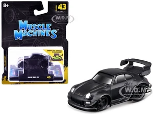 RWB 993 911 MATT BLACK 1/64 DIECAST MODEL CAR BY MUSCLE MACHINES 15583 - Picture 1 of 1