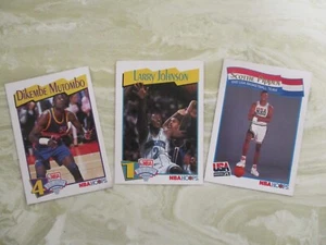 1991 Dikembe Mutombo,Scottie Pippen,Larry Johnson USA BASKETBALL NBA HOOPS CARDS - Picture 1 of 8