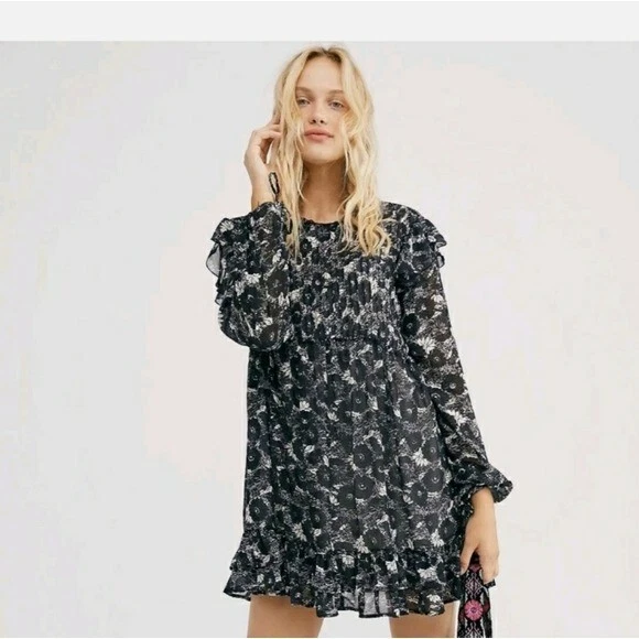 People These Dreams Mini Dress Black Combo XSmall XS Ob1024371