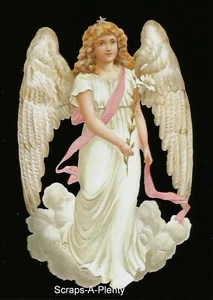German Embossed Vintage Style Scrap Die Cut - Large Christmas Angel  BK5017 - Picture 1 of 1