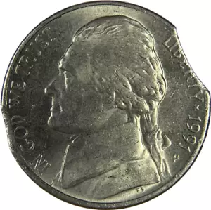 1991 P - Jefferson Nickel - Double Curved Clips - Mint Error - Picture 1 of 2
