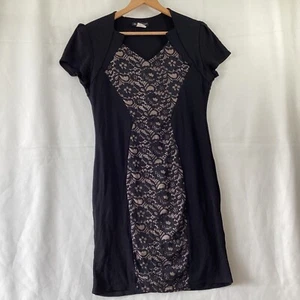 Jus D'orange Womens Black Floral Lace Detial Dress Size 10 - 12 - Picture 1 of 5