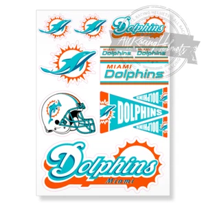 Miami Dolphins NFL Football A4 High Quality Printed Vinyl Decal Stickers Set New - Picture 1 of 4