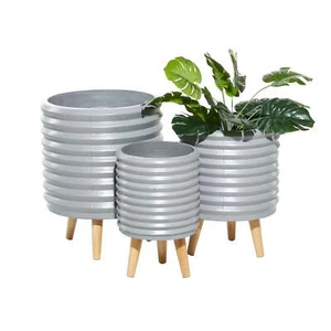 14 In. Planter, MGO, Gray, 3 - Pieces - Picture 1 of 7