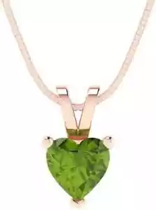 Solid 10K Rose Gold Natural Peridot Heart Cut Solitaire Pendant Without Chain - Picture 1 of 4