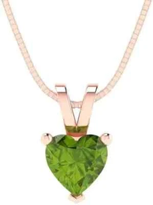 0.50 Ct Peridot Solitaire Pendant 10K Solid Rose Gold - Image 1 of 4