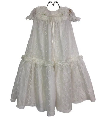 Vintage Bryan 80's Ruffle Lace Baby Girl White Dress Short Sleeve Sz 3-6 Month - Image 1 of 4