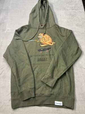 Moletom com capuz Diamond Supply Co GRIZZLY Grip verde ursos tamanho P - Imagem 1 de 4
