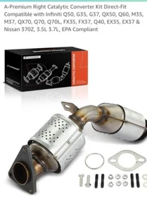 A-Premium Right Catalytic Converter Kit Direct-Fit Compatible with Infiniti Q50 - Picture 1 of 2