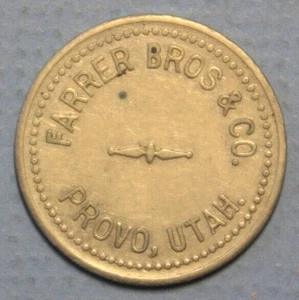 Provo Utah Farrer Bros & Co. Gut für 25c Handel Weißmetall 25mm Runde Medaille - Bild 1 von 2