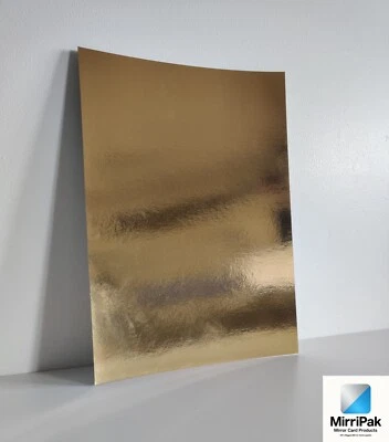 MIRRIPAK 250 Bulk Pack Gold Mirror Card 280gsm A4 High Shine, Premium Crafting Metallic