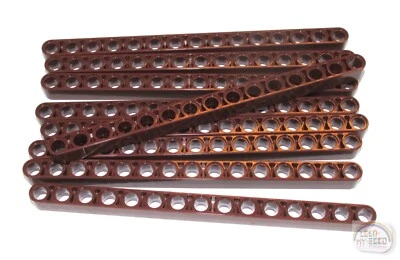LEGO Technic - 9 x Studless Beams - 15L - Red Brown - Liftarms - New - (32278) - Image 1 of 3