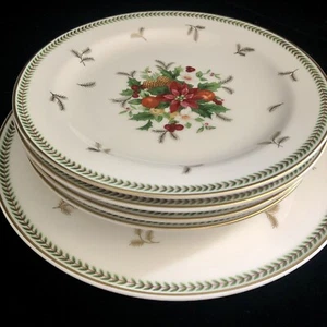 Mikasa HOLIDAY DELIGHT Cake Plate and 4 Salad Plates Bone China Set of 5 - Picture 1 of 11