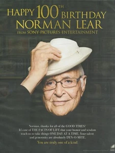 Anuncio impreso 2022 Norman Lear 100 cumpleaños Sony Pictures All in the Family TV - Imagen 1 de 1