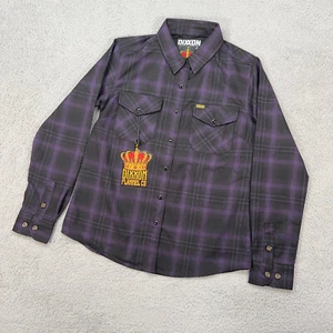 Dixxon Shirt Womens Medium Purple Plaid Button Snap Family Jewels Flannel NEW - Picture 1 of 8