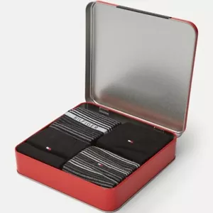 Tommy Hilfiger Men's Gift Box Tin- 4 Pairs Socks, Black, UK 6-11, Premium Set - Picture 1 of 6
