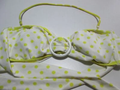 Top de bikini Victoria Secret para mujer talla M blanco/amarillo forrado a lunares halter Foto 1 de 4