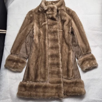 De Colección Tissavel Francia Imitación Piel Animal Cuero Abrigo Chaqueta Marrón MOD Retro Chaquetón  Foto 1 de 4