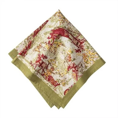 Couleur Nature Napkins, Renne Reindeer Red & Green, Set of 6 - Image 1 of 4