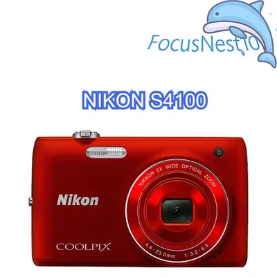 Nikon COOLPIX S4100 Digital Camera 14.0 MP 5X Optical Zoom English Language Red - Image 1 of 4