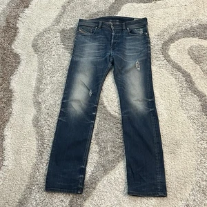 Diesel Safado Jeans Herren 32x31 Hellblau Slim Straight Leg Distressed Denim - Bild 1 von 11