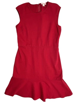 Платье-футляр Brooks Brothers из красного флиса эластичное с воланами подол красное праздничное опрятное M - Изображение 1 из 4