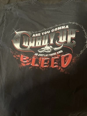 Vintage Cowboy Up T-Shirt Size Large Black Bull Western Rodeo - Image 1 of 4