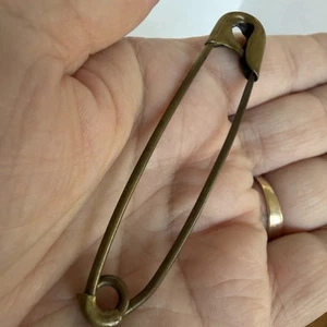 Vintage Large Safety Pin Metal Brass 3” - Picture 1 of 5