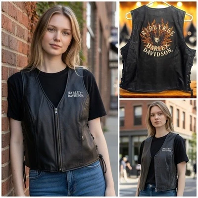 Harley-Davidson Women's Sleek Black Vest L - Image 1 of 4