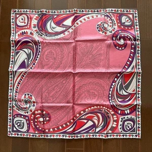 EMILIO PUCCI Silk Scarf Made in Italy pink Paisley Used item from Japan - Imagen 1 de 12