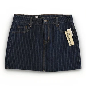 No Boundaries Denim Minirock Damen XS 0-2 blau dunkle Waschung roher Saum gestreift NEU - Bild 1 von 12