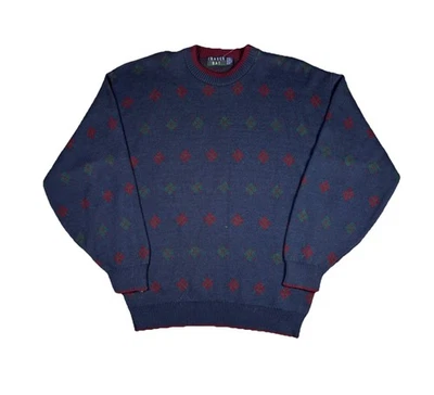 Vintage Trader Bay Knit Sweater Blue Diamond Pattern Adult XL 1990s  - Image 1 of 4