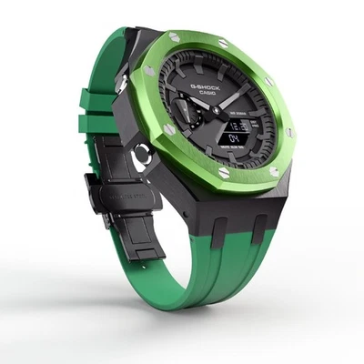 Green Casioak Mod Custom Casio G-Shock GA-2100 Custom Metal Watch GA2100 - Image 1 of 4