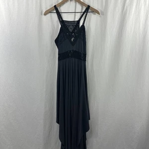 Free People Maxikleid schwarz asymmetrisch fließend Träger Boho Grunge Damen Größe XS - Bild 1 von 15