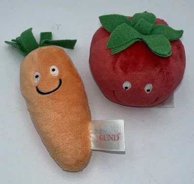 Baby GUND Plush Crinkle Carrot & Squeaky Tomato Lot of 2 Figures - Image 1 of 4