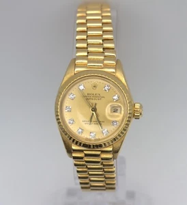 ROLEX 18CT GOLD LADIES OYSTER PERPETUAL DATEJUST DIAMOND DIAL MODEL 6917 - Picture 1 of 19