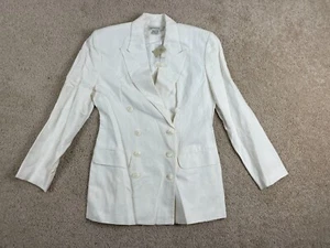 Ann Taylor Blazer Coat Womens Size 10 Linen Notch Lapel Button Up USA White - Picture 1 of 17