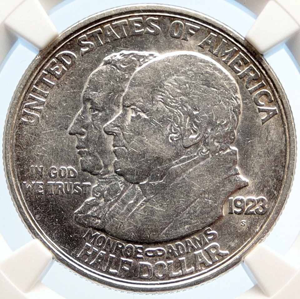 1923 S USA Los Angeles JAMES MONROE QUINCY ADAMS Silver Half $ Coin NGC i95546 - Image 1 of 4