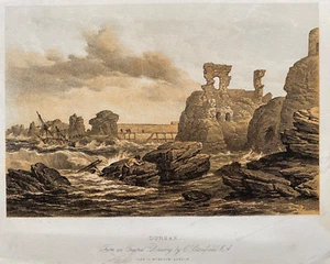 Estampado antiguo 1840; castillo de Dunbar, East Lothian, Escocia después de Stanfield - Imagen 1 de 2