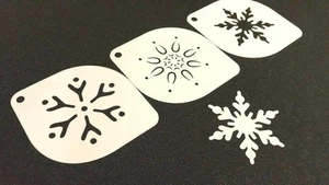 #7.2 Set of 3pcs Xmas Stencils Snowflakes Christmas Card Cake Dust Paint Craft - Picture 1 of 3