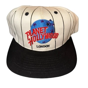 Vintage Planet Hollywood SnapBack Hat London Pinstripes White - Picture 1 of 5