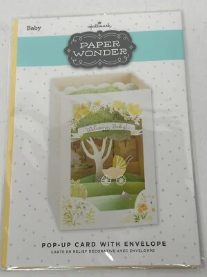 TARJETA MARAVILLA DE PAPEL SELLO DE BIENVENIDA BEBÉ Nueva con sobre "Qué maravillosa nueva..." Foto 1 de 2