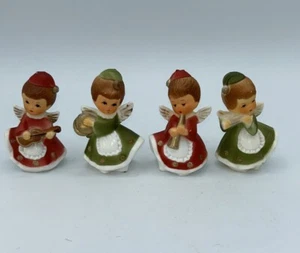 Vintage Tiny Plastic Angel Figurines Playing Instruments 2.25” - Imagen 1 de 8