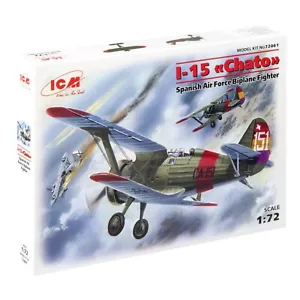 I-15 Chato caccia-biplano spagnolo ICM 72061 kit modellino plastica aereo 1:72 - Foto 1 di 5