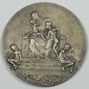 1917 Belgium Paul Dubois Art Nouveau Medal "Orphans of War" WWI - Picture 1 of 4