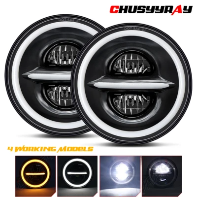 2 faros redondos LED de 7" haz alto/bajo para cosechadora internacional serie R Foto 1 de 4